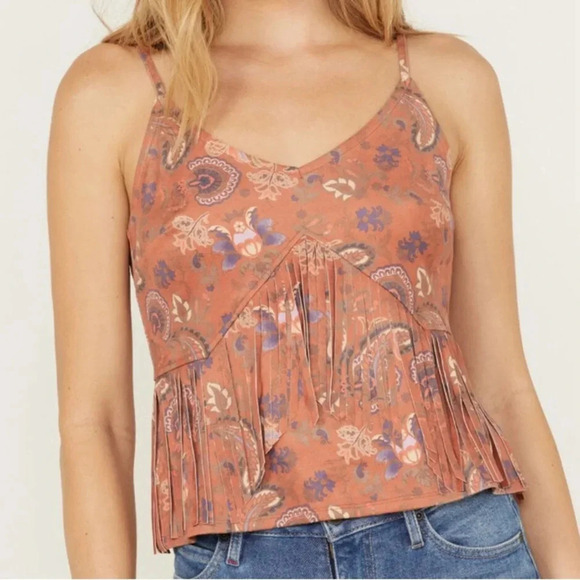 Idyllwind Miranda Lambert Women’s Golden Road Print Fringe Top Size Small - Picture 1 of 11